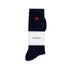 Navy sock with brand logo