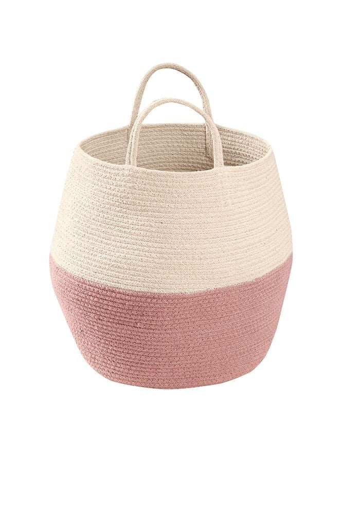 Handgemaakte Opbergmand met Handvatten Blauw-Naturel