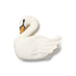 White swan-shaped object on a white background