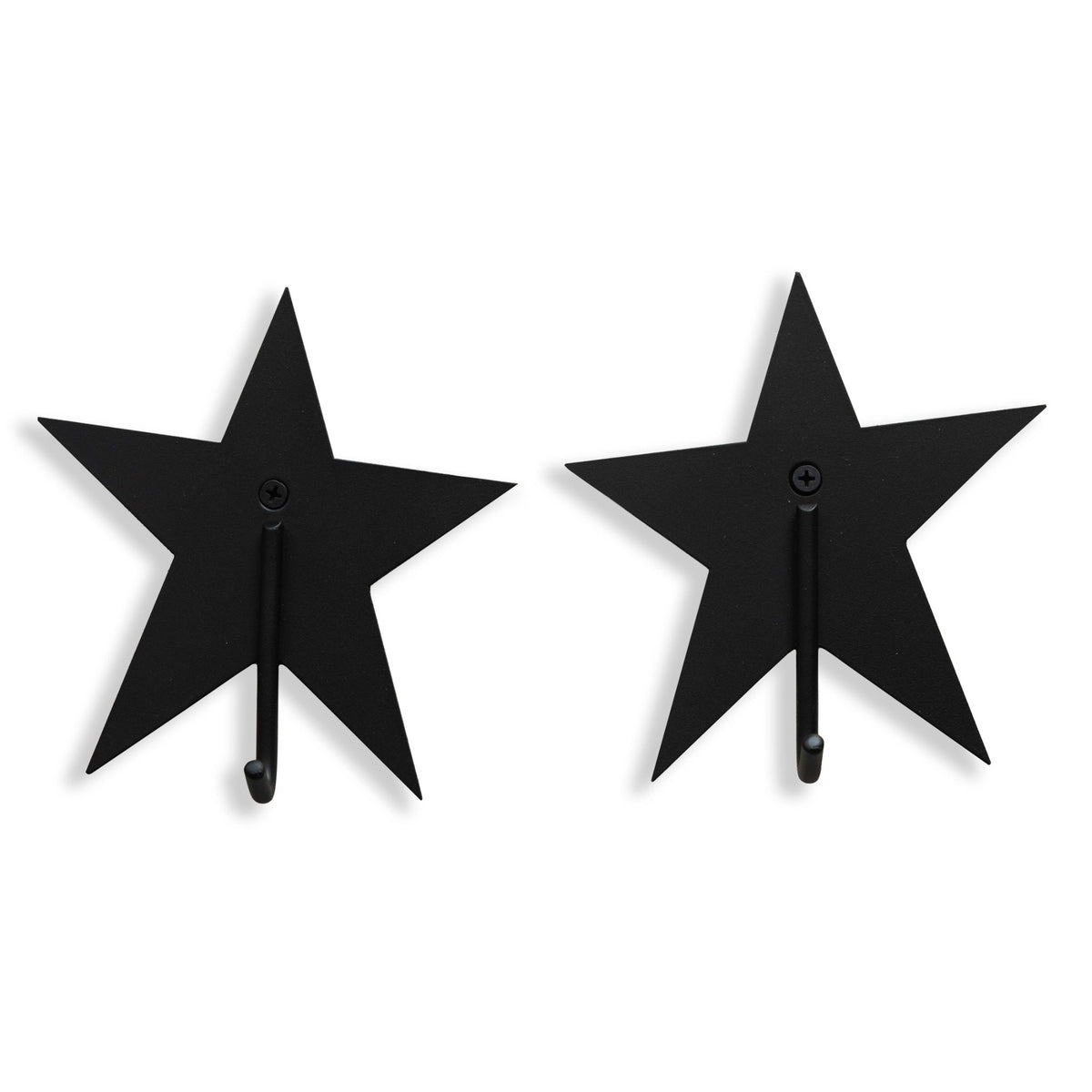 Hazel &amp; George Metal Star Hook Set of 2 in black, star-shaped wall hooks on a white background