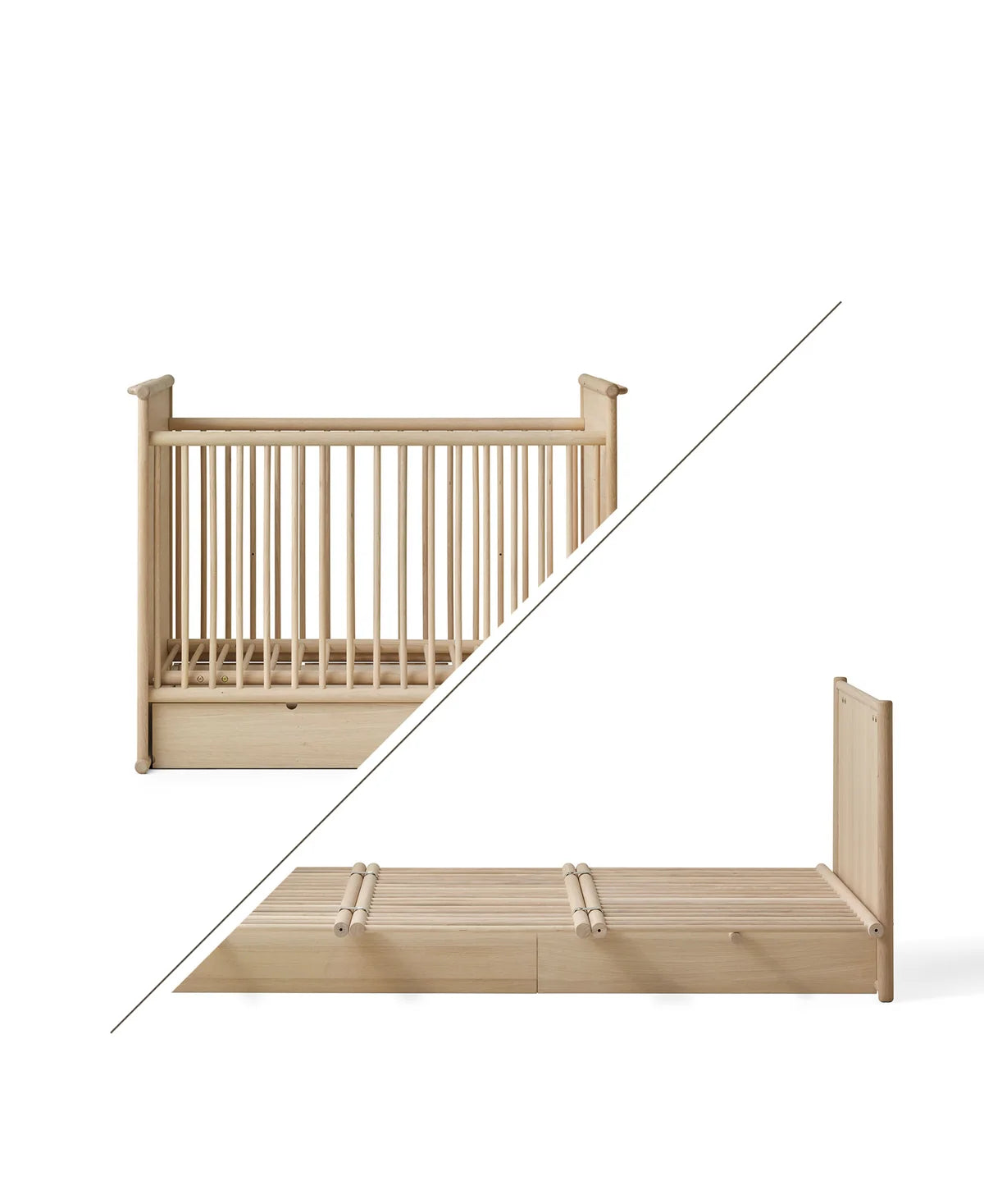 Camp Novel cot bed/bed, 60x120/120x200 cm, oak