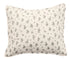 A white cotton pillowcase with a floral pattern in blue and green colors.