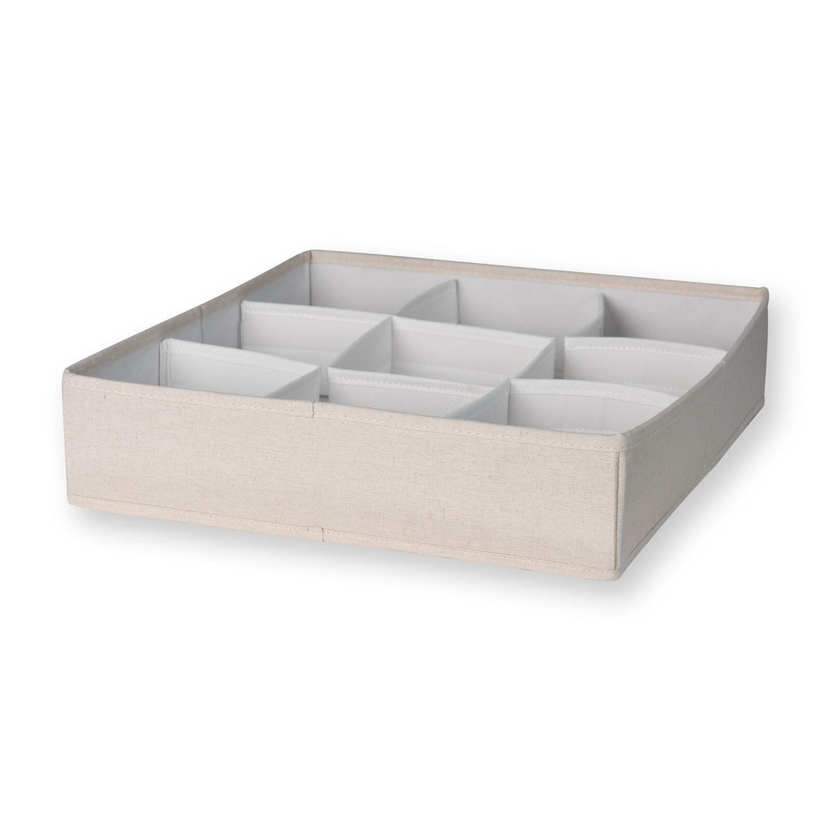 Quax drawer organizer in natural linen blend with nine compartments