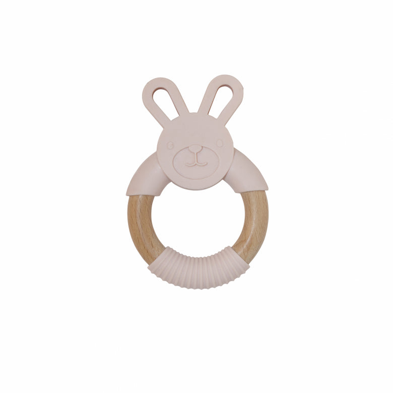 Silicone Rabbit Teether Pink