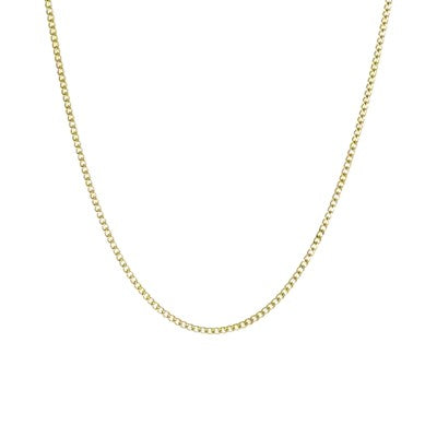 Hazel &amp; George Necklace 14K Gold - 60 cm, curb chain necklace draped in a U-shape on a white background