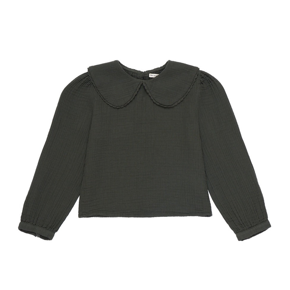 Dark Green collar blouse with long sleeves of the new Fall Winter collection of The New Society, available at The Archive Store