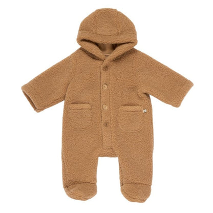 Teddy baby onesie of the new society in brown color