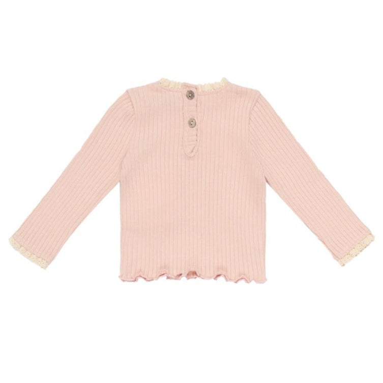 LONGSLEEVE BABY TEE WITH LACE IN ROSE DUST COLOR OF THE NEW SOCIETY