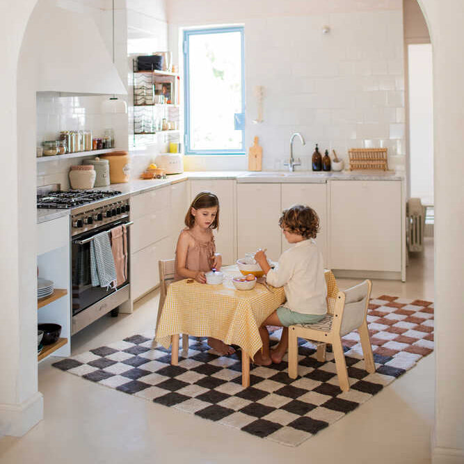 Vloerkleed Geruit Donker Grijs