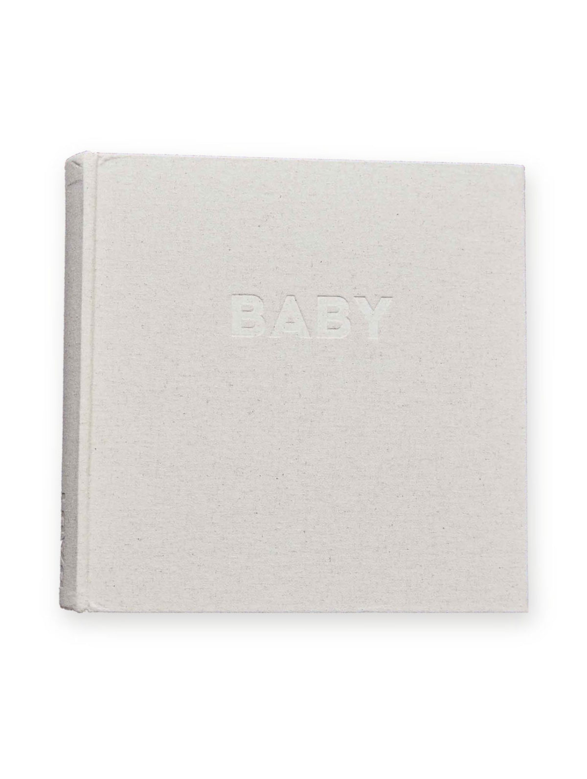 Write to me Fotoalbum Classic Baby met naturel linnen kaft en BABY in reliëf, op een witte achtergrond
