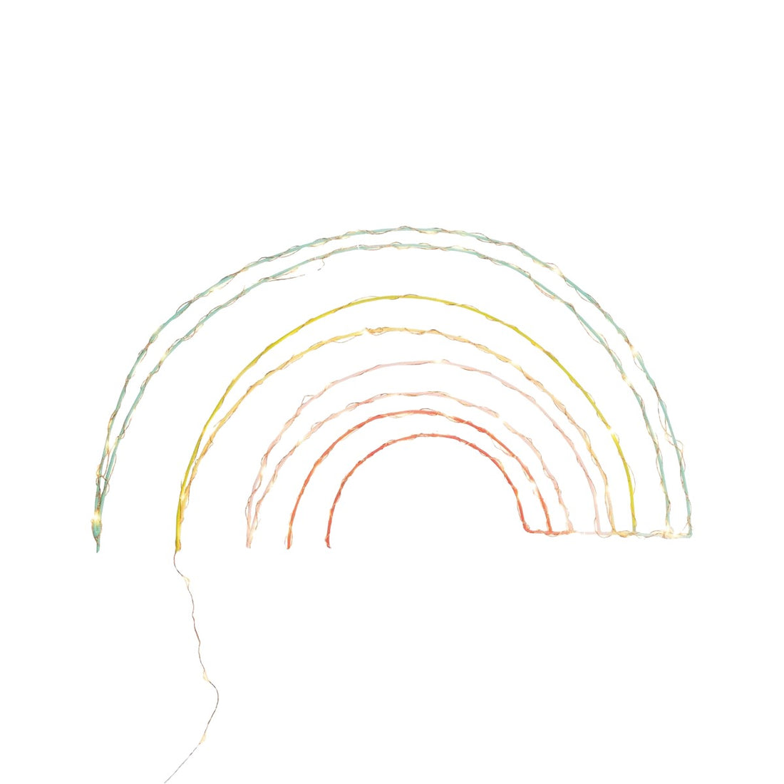 Handgemaakte wandlamp in de vorm van een regenboog, met koperkleurige LED-verlichting, Zoé Rumeau — sfeervol nachtlampje voor de kinderkamer.