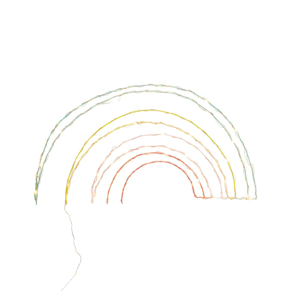 Handgemaakte wandlamp in de vorm van een regenboog, met koperkleurige LED-verlichting, Zoé Rumeau — sfeervol nachtlampje voor de kinderkamer.