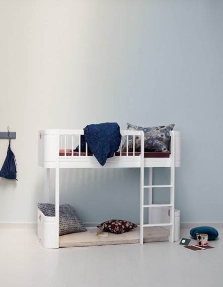 Wood Mini+ Low Loft Bed White