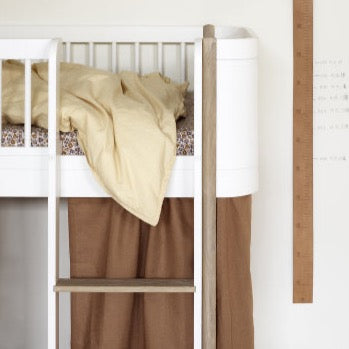 Wood Curtain Low Loft Bed Caramel