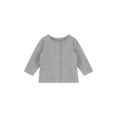 Gray Label Baby Cardigan in de kleur Grey Melange, van voren getoond, op een witte achtergrond