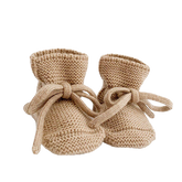 Hvid Merino Booties Sand Archive Store Knit Baby Shoes