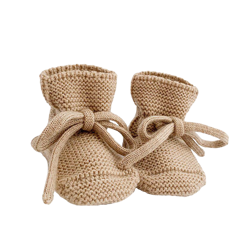 Hvid Merino Booties Sand Archive Store Knit Baby Shoes