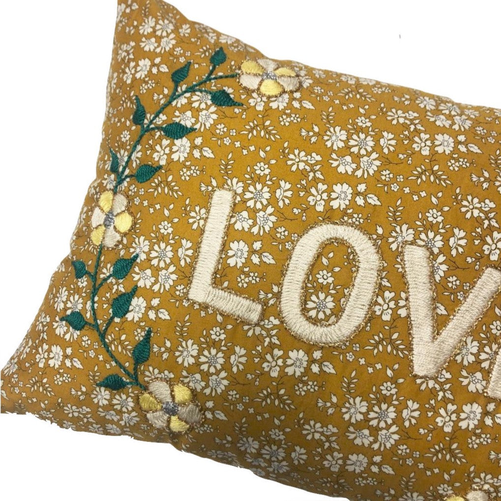 Love Cushion Mustard Flowers 30x40