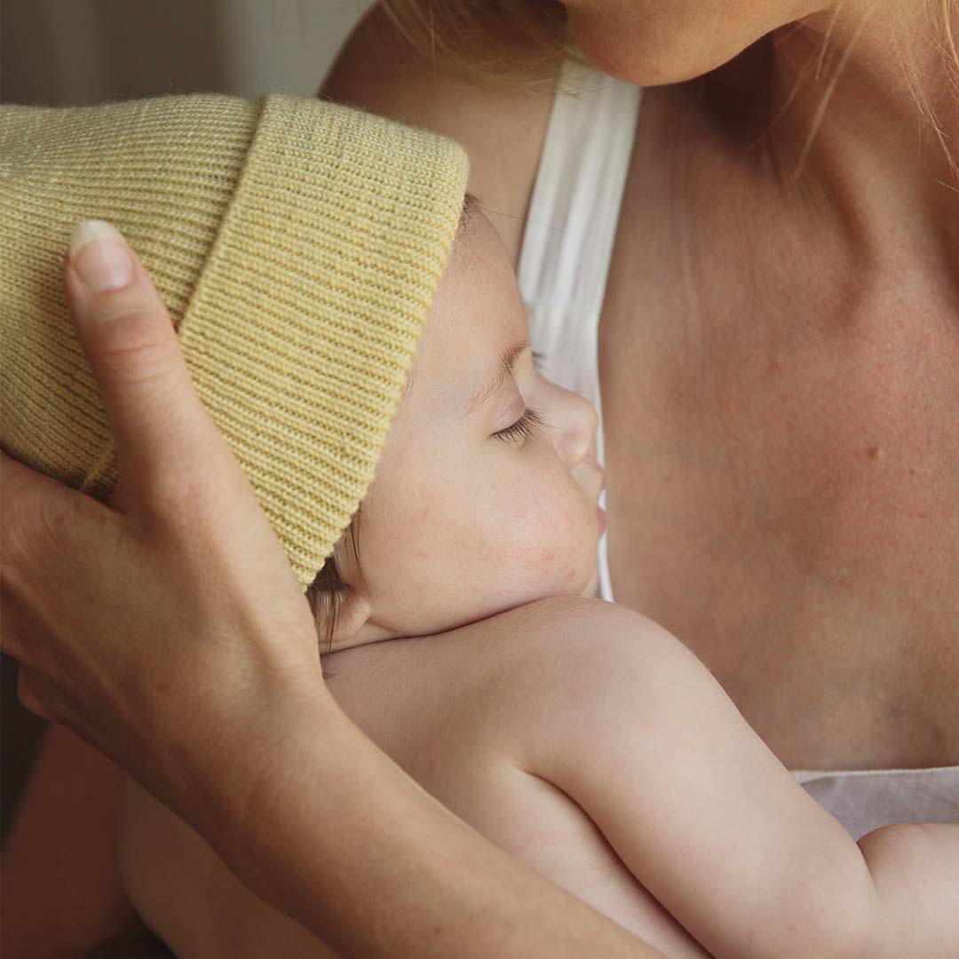 Fonzie Merino Beanie Newborn Light Yellow