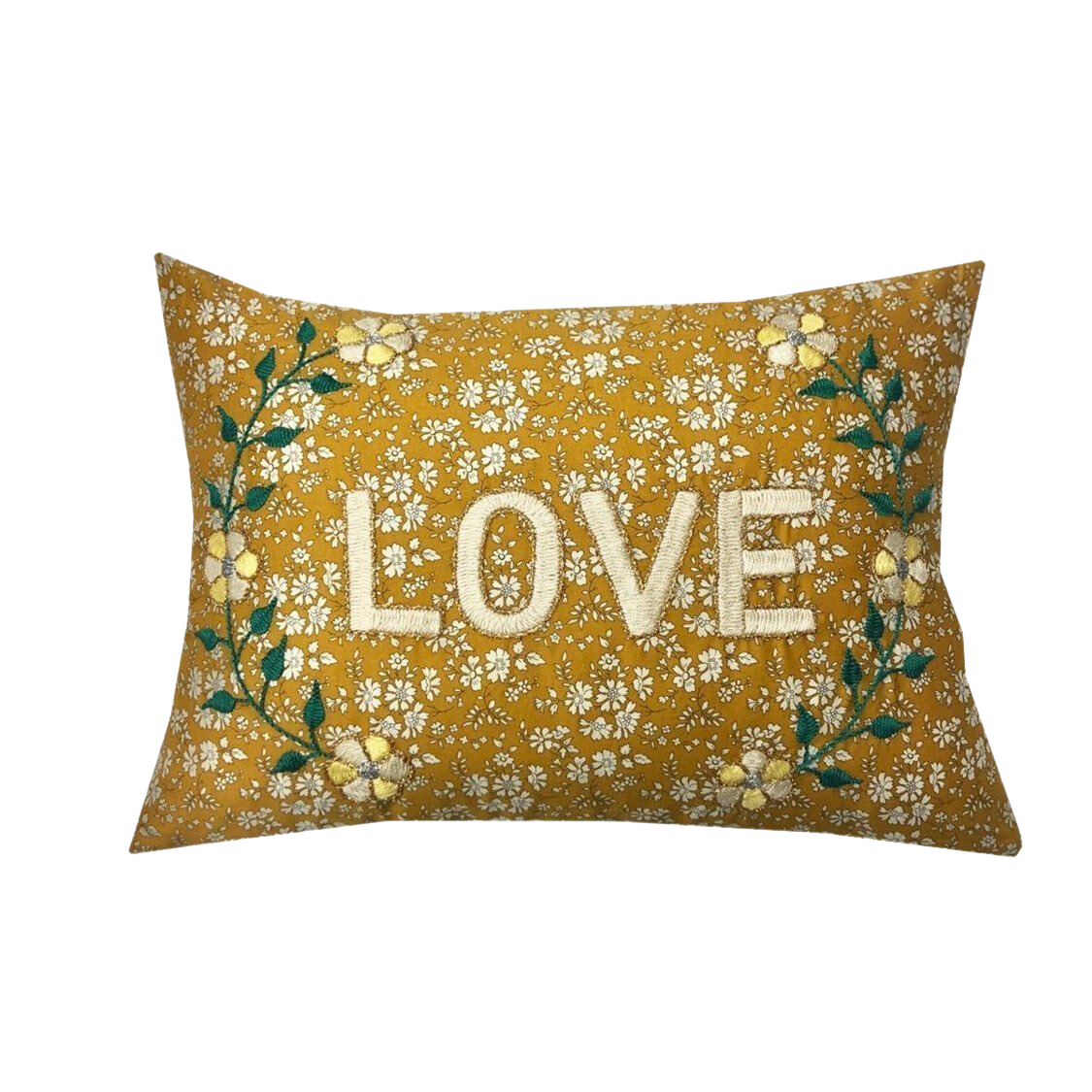 Cushion Love in Mustard flowers Csao Archive Store