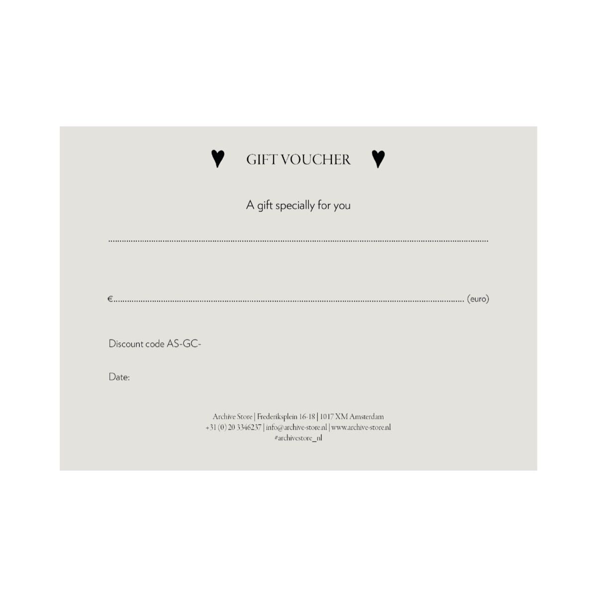 Archive Store Physical Gift Card