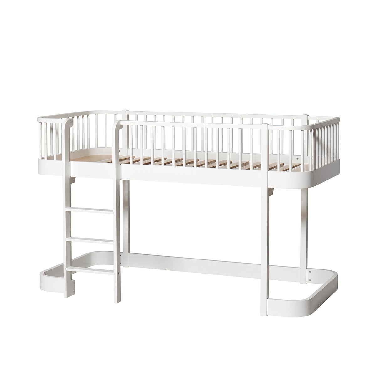 Wood Low Loft Bed White