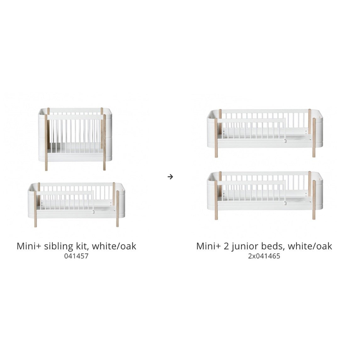 Ombouwset hout | Mini+ Basic &amp; Sibling Kit t/m 2 Junior Bedden Wit/Eiken | 41463