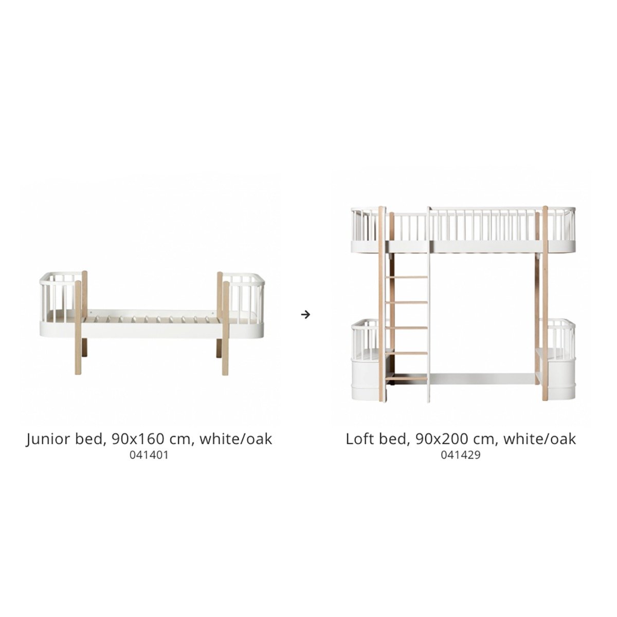 Wood Conversion Set | Bed/Junior Bed To Loft Bed | White/Oak