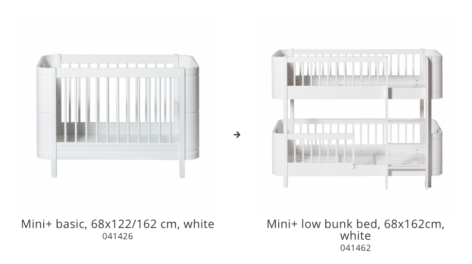 Wood Conversion Set | Mini+ Basic To Mini+ Low Bunk Bed | White