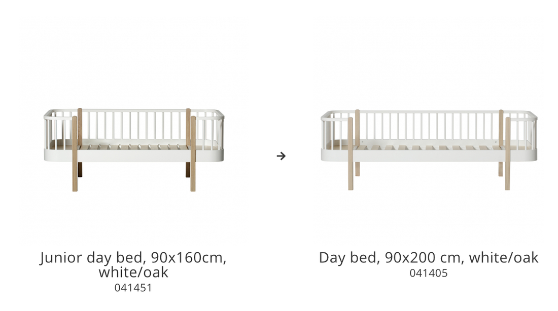 Conversion Set | Junior Day Bed To Day Bed | White/Oak