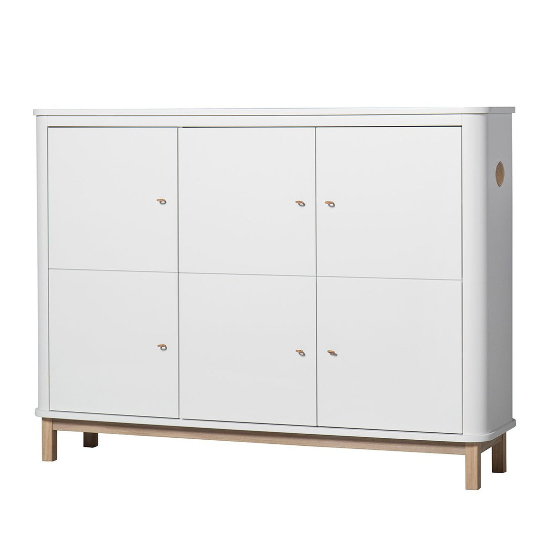 Oliver Furniture Multi Cupboard 3 Doors, white/oak – detail of the integrated side hooks
