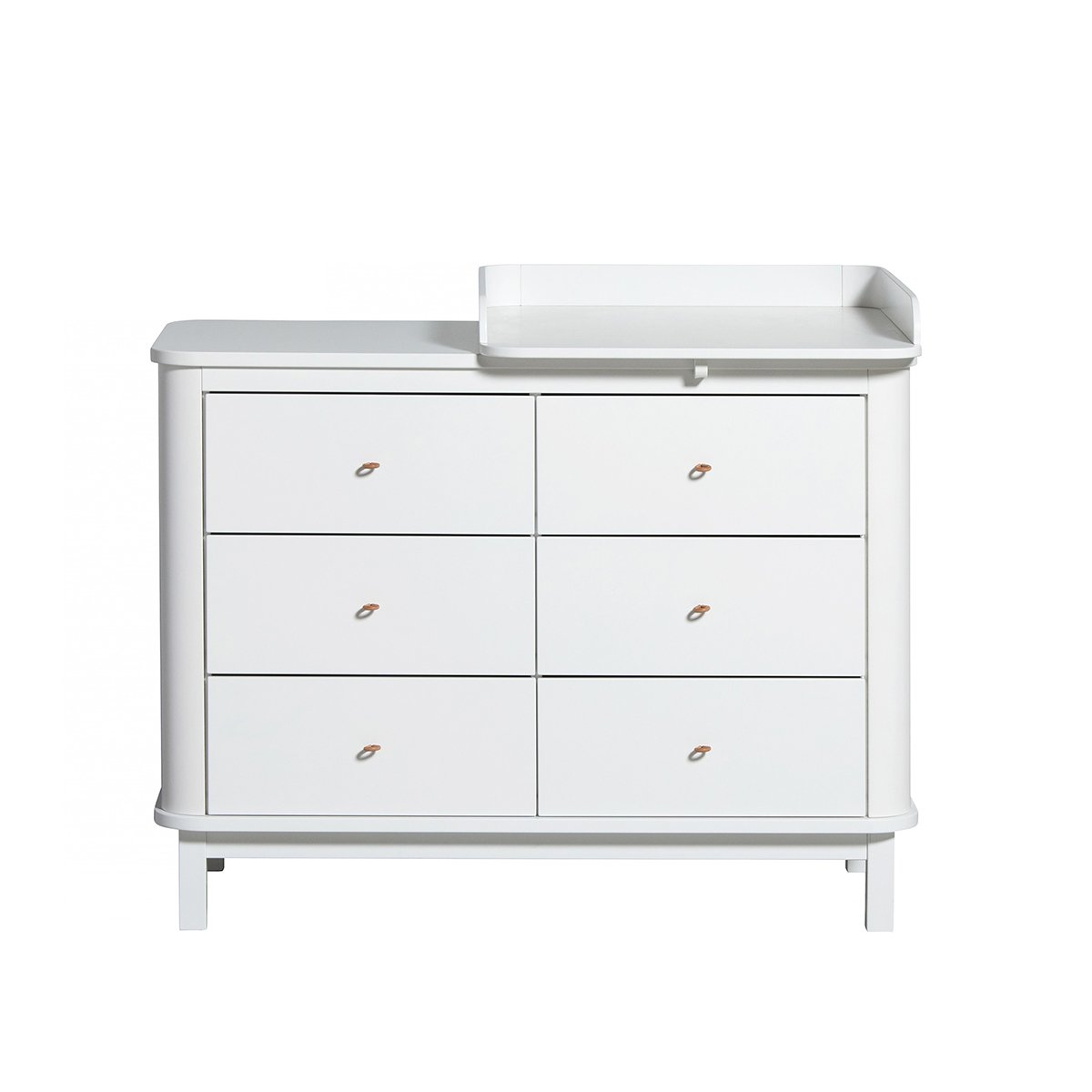 Wood Nursery Dresser 6 Drawers Small Top White