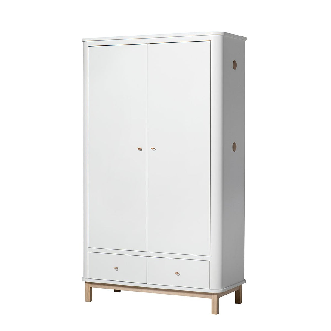 Oliver Furniture Wood Wardrobe 2 Doors, white/oak – interior with hanging rod