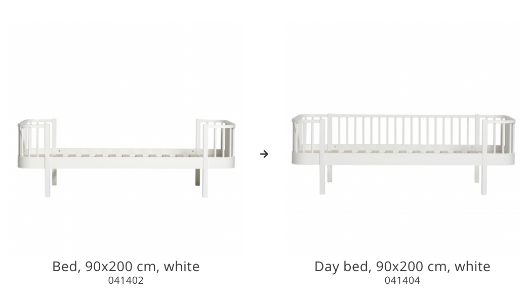 Conversion Set | Wood Bed To Wood Day Bed | White