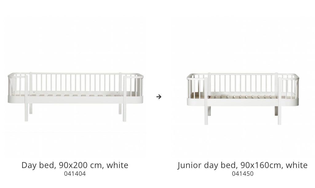Conversion set Wood day bed to Wood junior day bed