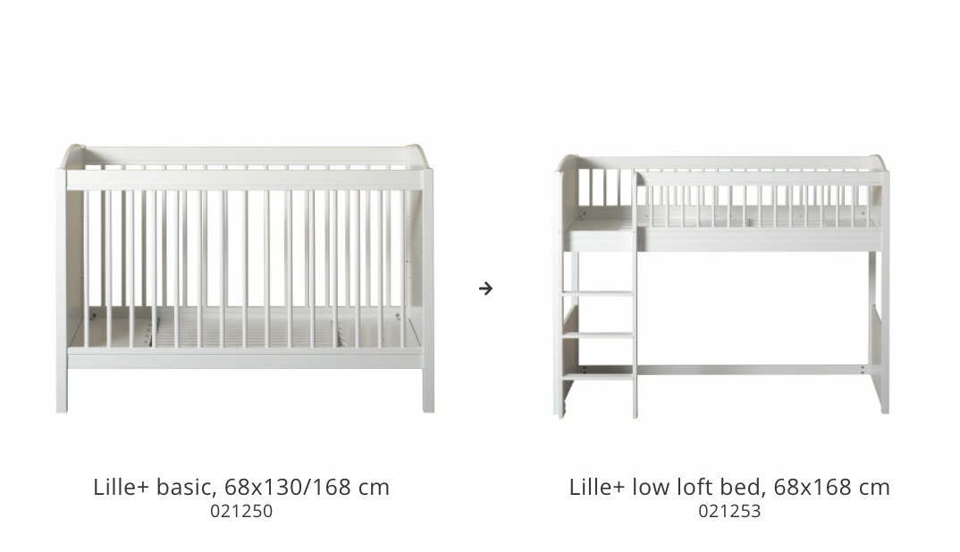 Seaside Lille+ basic to low loft bed conversion kit